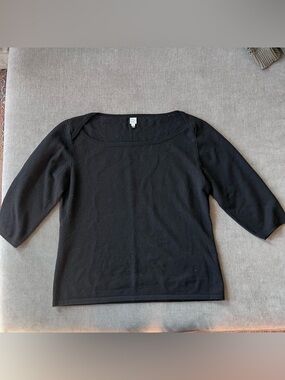 Saks Fifth Avenue Boatneck Sweater Black XL Merino Wool